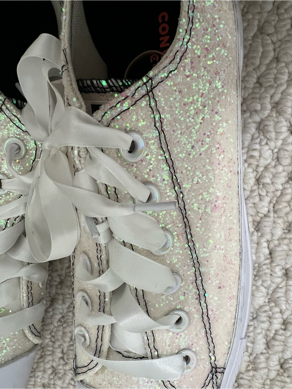 Converse All Star Iridescent Glitter Satin Ribbon Sneakers Women’s 9 Men 7 - Picture 4 of 6